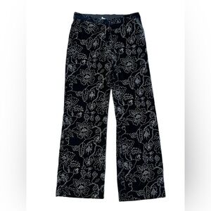The Kooples Black Velvet Metallic Floral Embroidered Pants Size 40 (US 8)